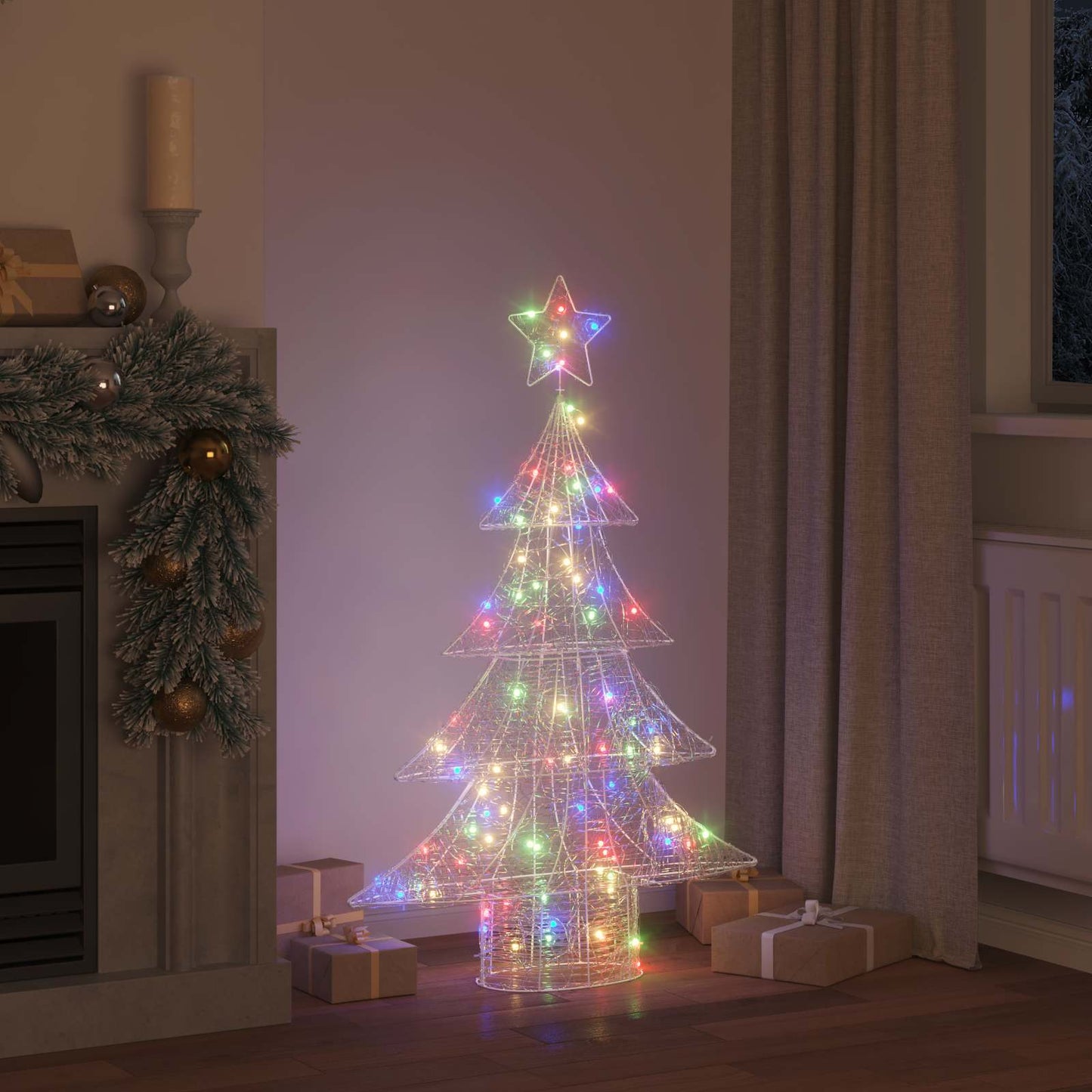 Juletræ med 100 LED'er Flerfarvet 120 cm Akryl