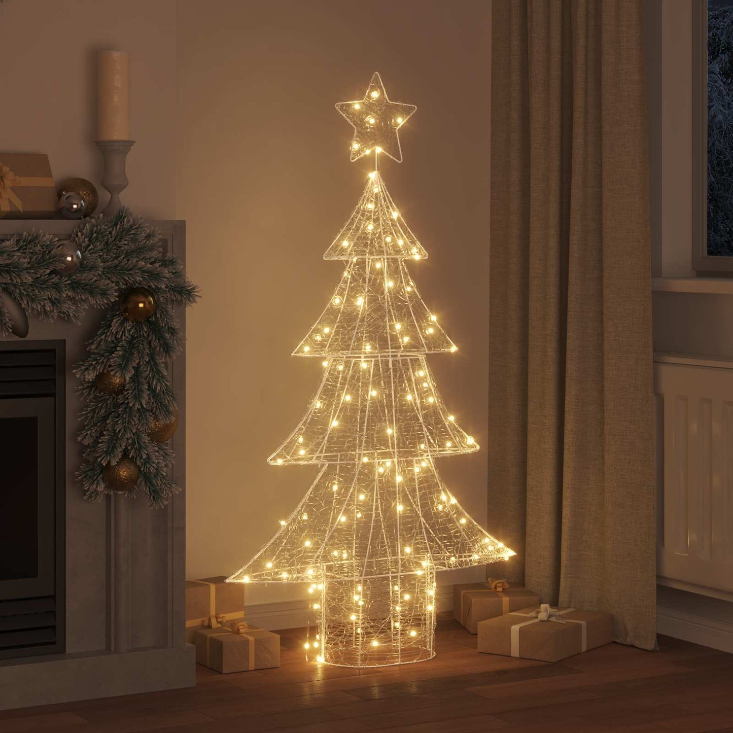 Juletræ med 160 LED'er Varm hvid 150 cm Akryl