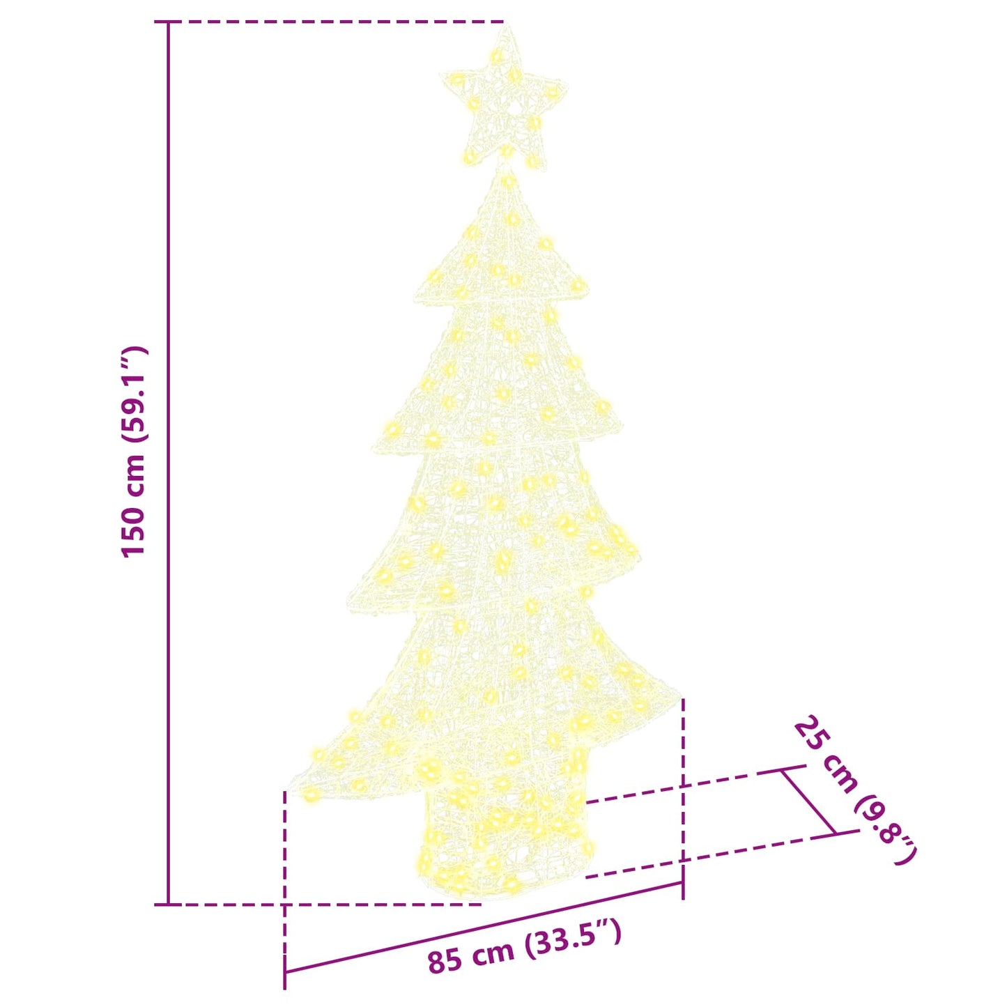 Juletræ med 160 LED'er Varm hvid 150 cm Akryl