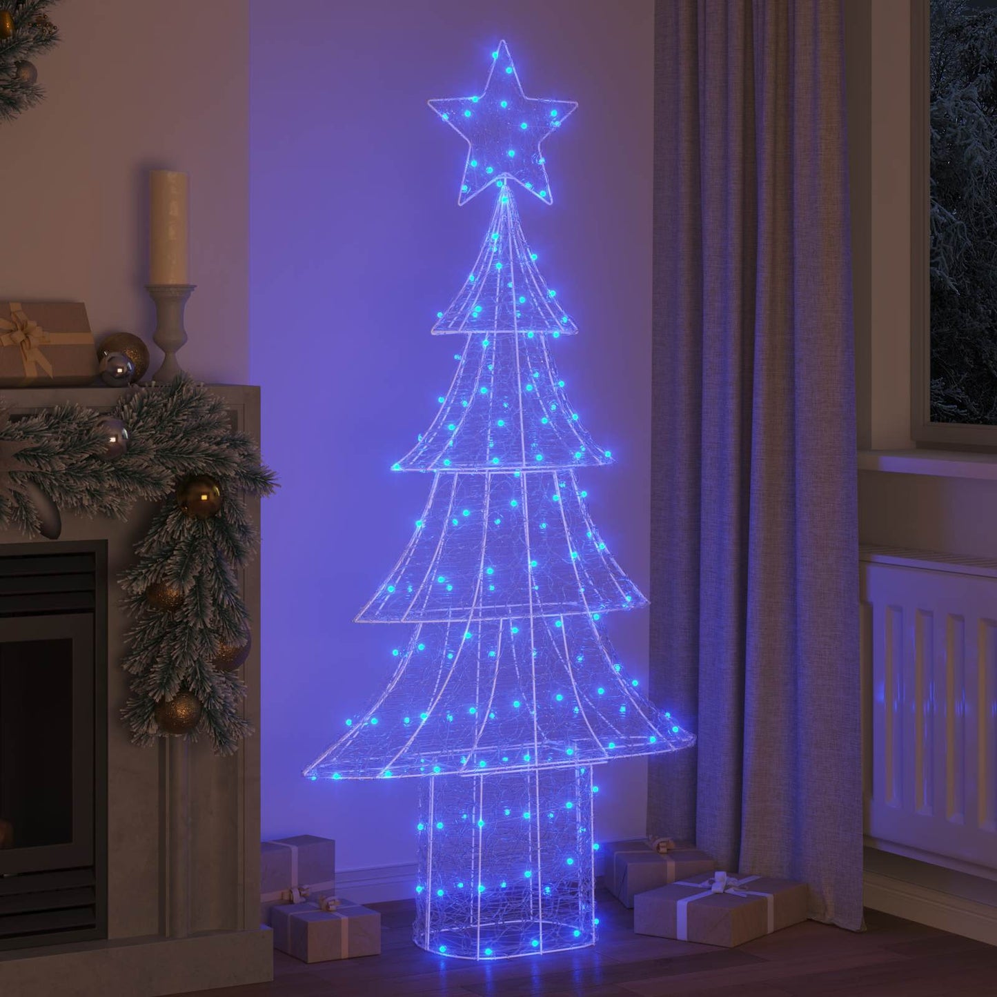 Juletræ med 240 LED'er Blå 180 cm Akryl