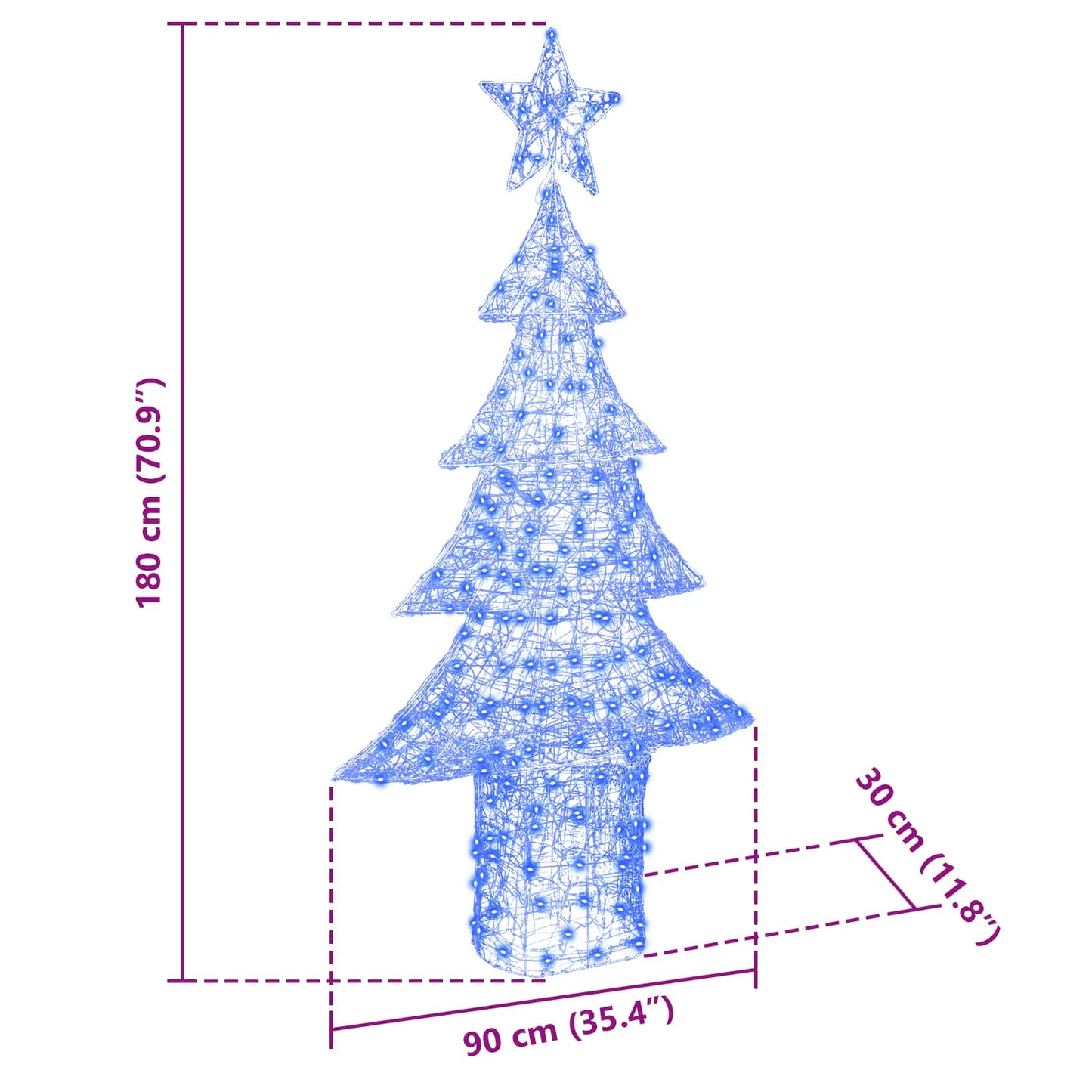 Juletræ med 240 LED'er Blå 180 cm Akryl