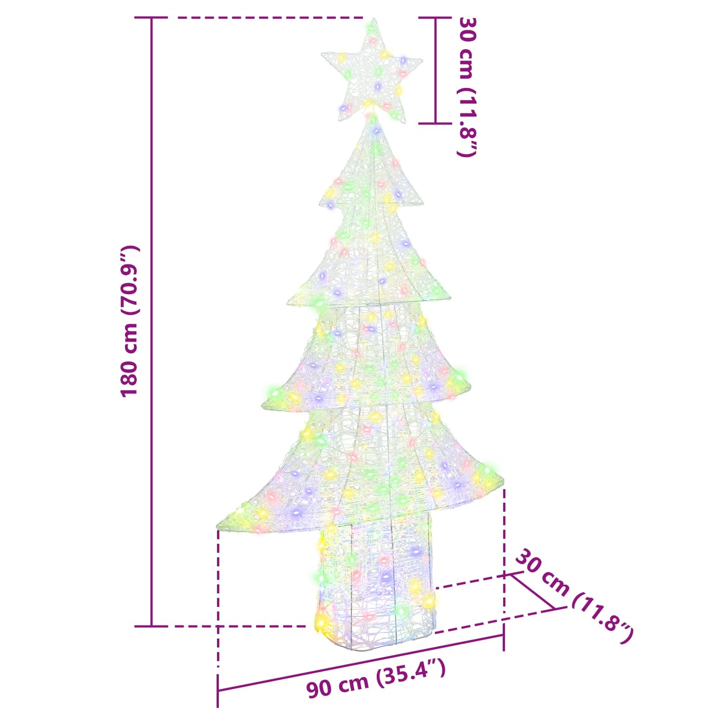 Juletræ med 240 LED'er Flerfarvet 180 cm Akryl