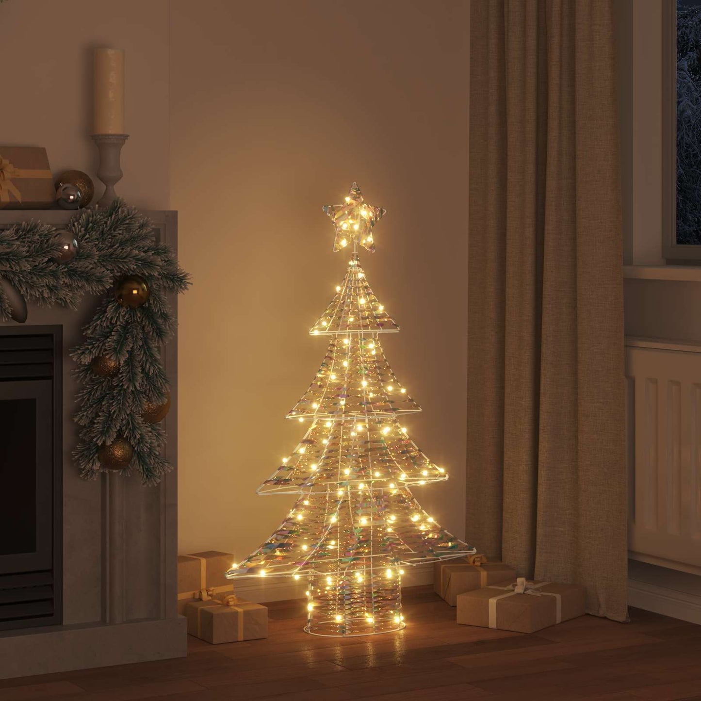 Juletræ med 120 LED'er Varm hvid 120,5 cm PET