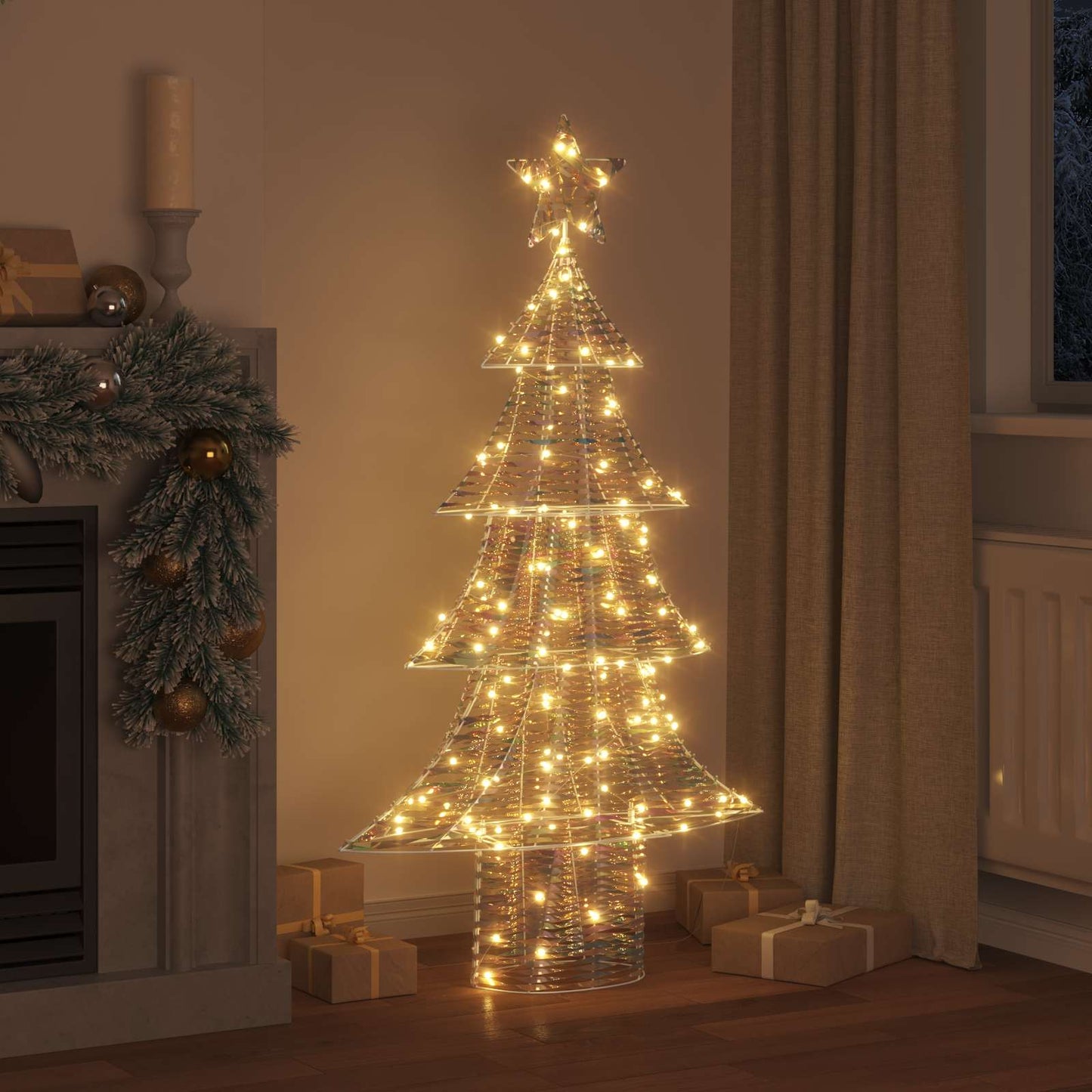 Juletræ med 160 LED'er Varm hvid 150 cm PET
