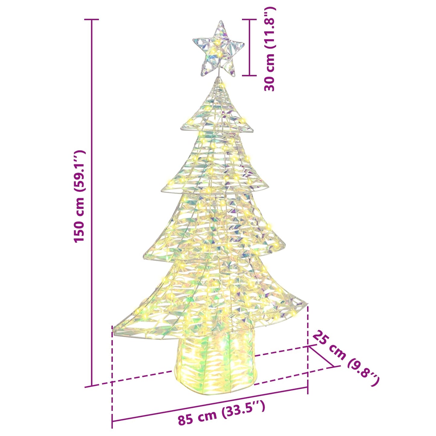 Juletræ med 160 LED'er Varm hvid 150 cm PET