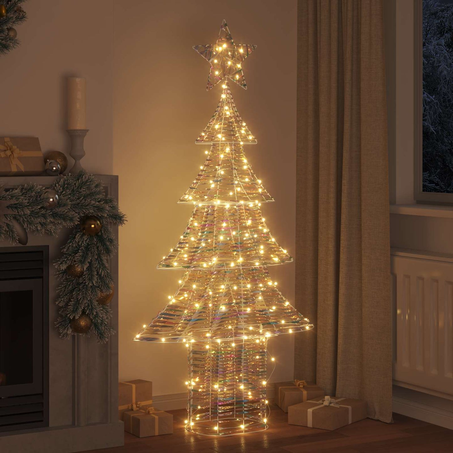 Juletræ med 240 LED'er Varm hvid 181 cm PET