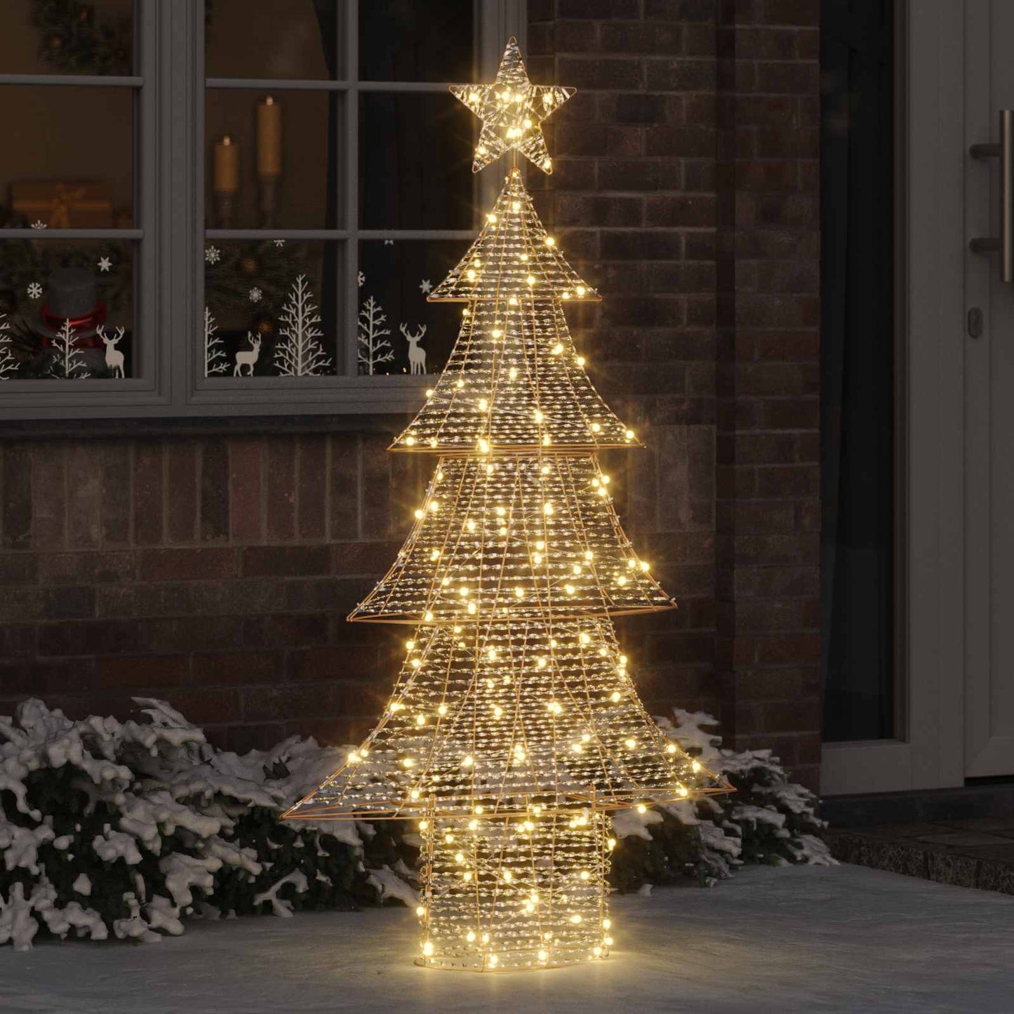 Juletræ med 160 LED'er Varm hvid 151 cm PET