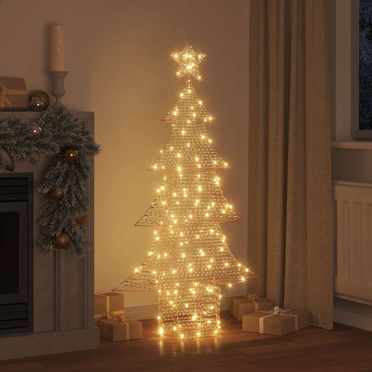 Juletræ med 160 LED'er Varm hvid 151 cm PET