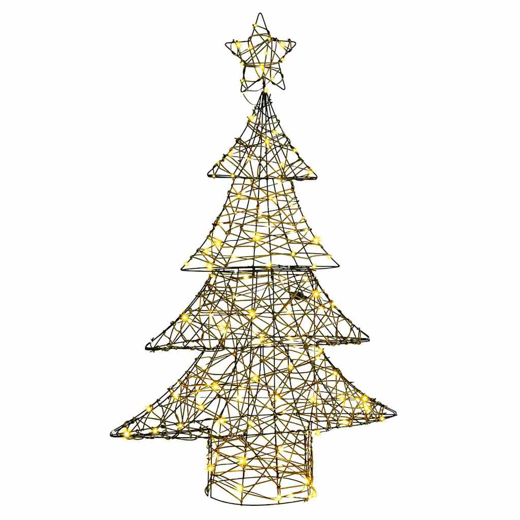 Juletræ med 120 LED'er Varm hvid 150 cm Rattan