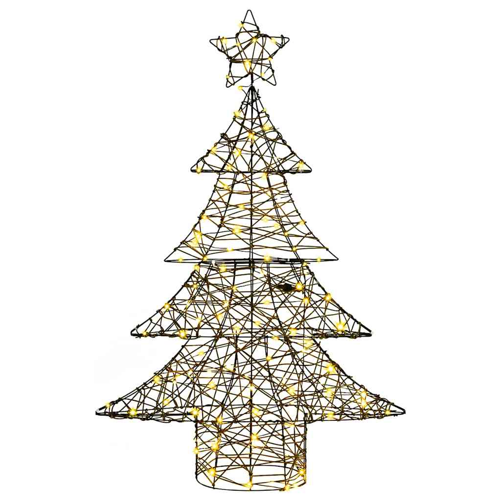 Juletræ med 120 LED'er Varm hvid 150 cm Rattan