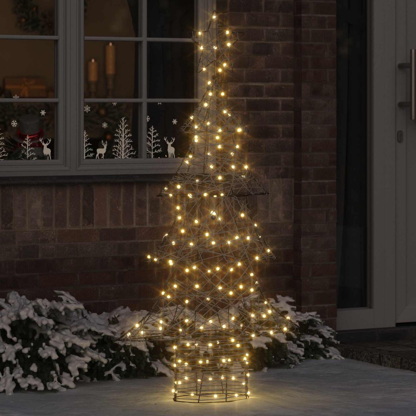 Juletræ med 160 LED'er Varm hvid 150 cm Rattan