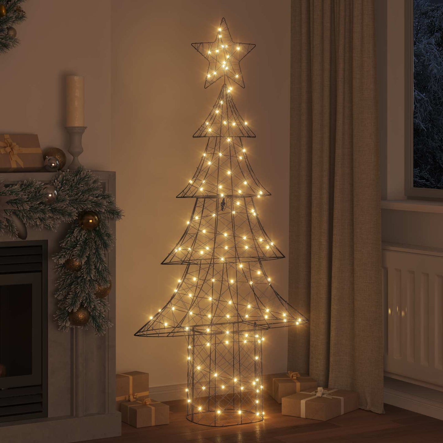 Juletræ med 240 LED'er Varm hvid 180 cm Rattan