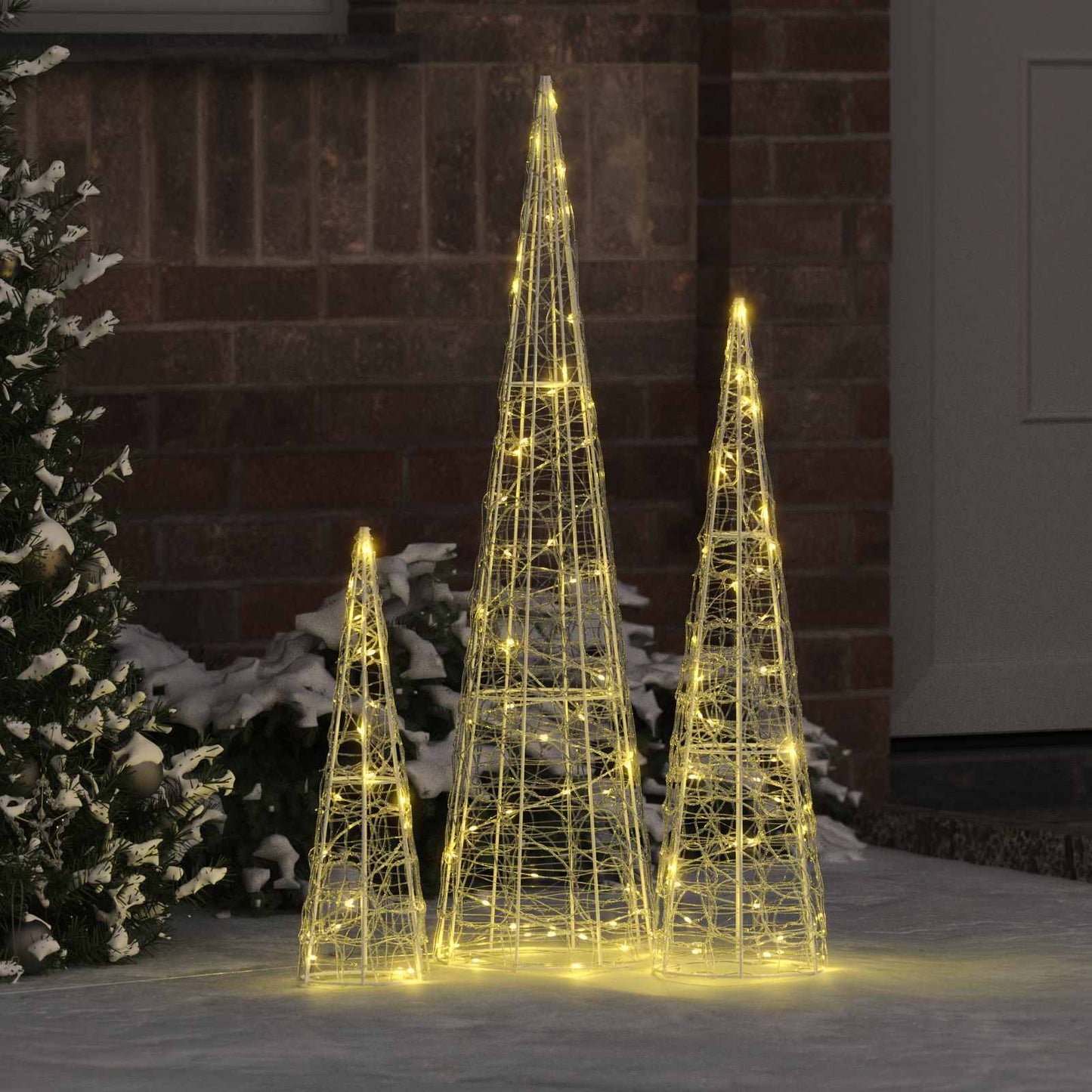Juletræ med 90 LED'er 3 pcs Varm hvid 20 x 20 x 80 cm Akryl