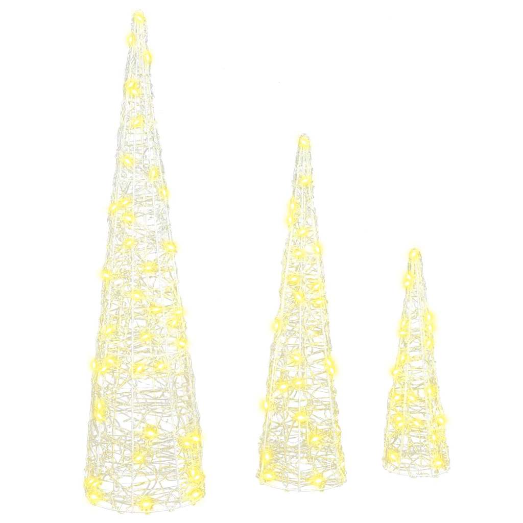 Juletræ med 90 LED'er 3 pcs Varm hvid 20 x 20 x 80 cm Akryl