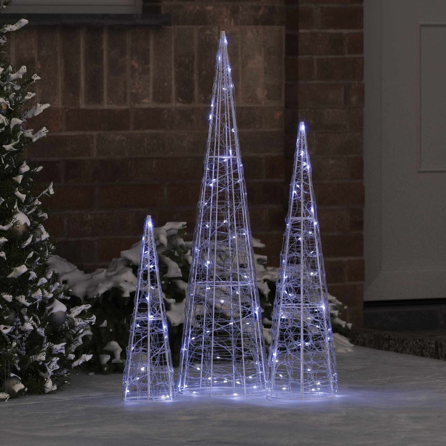 Juletræ med 90 LED'er 3 pcs Kold hvid 20 x 20 x 80 cm Akryl