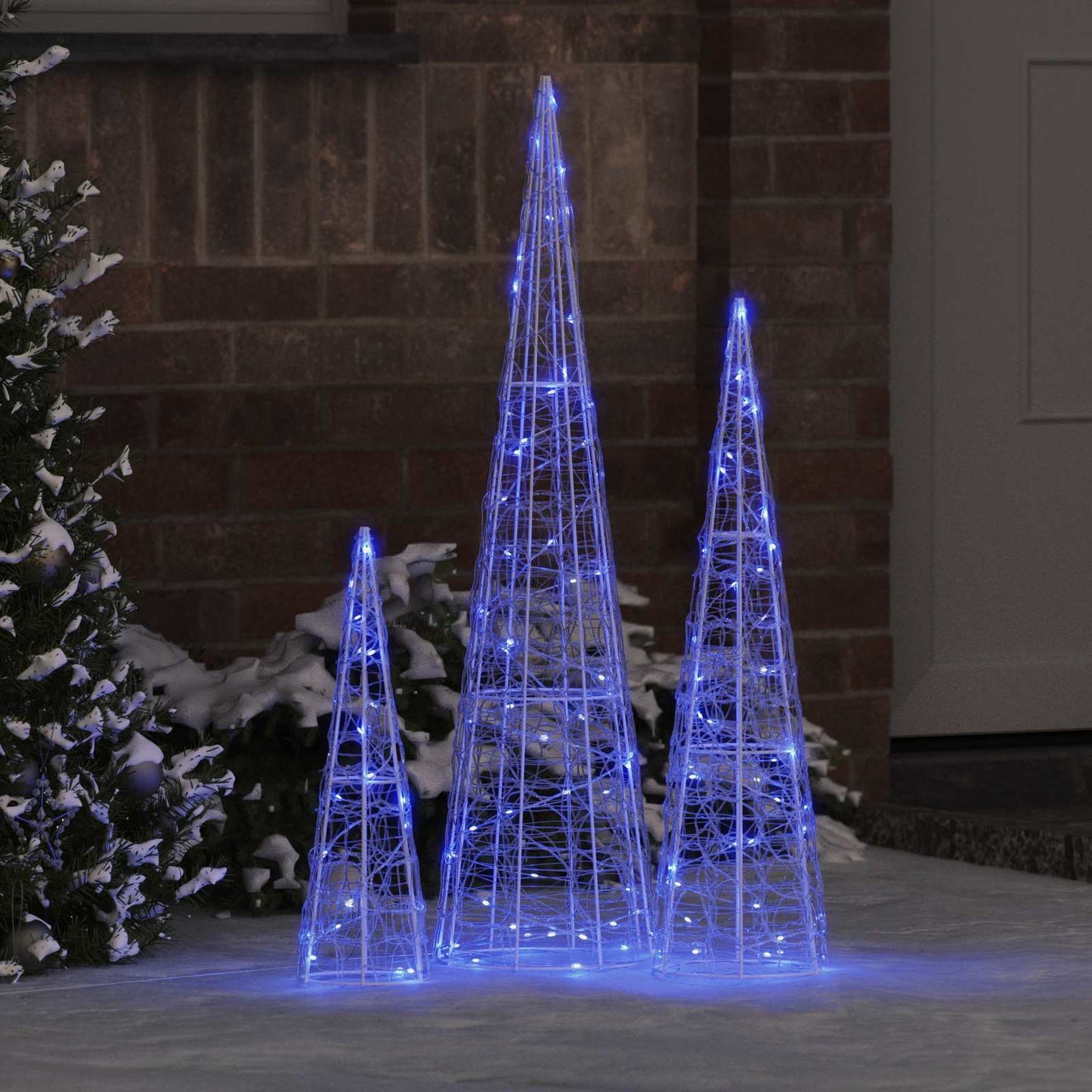 Juletræ med 90 LED'er 3 pcs Blå 20 x 20 x 80 cm Akryl