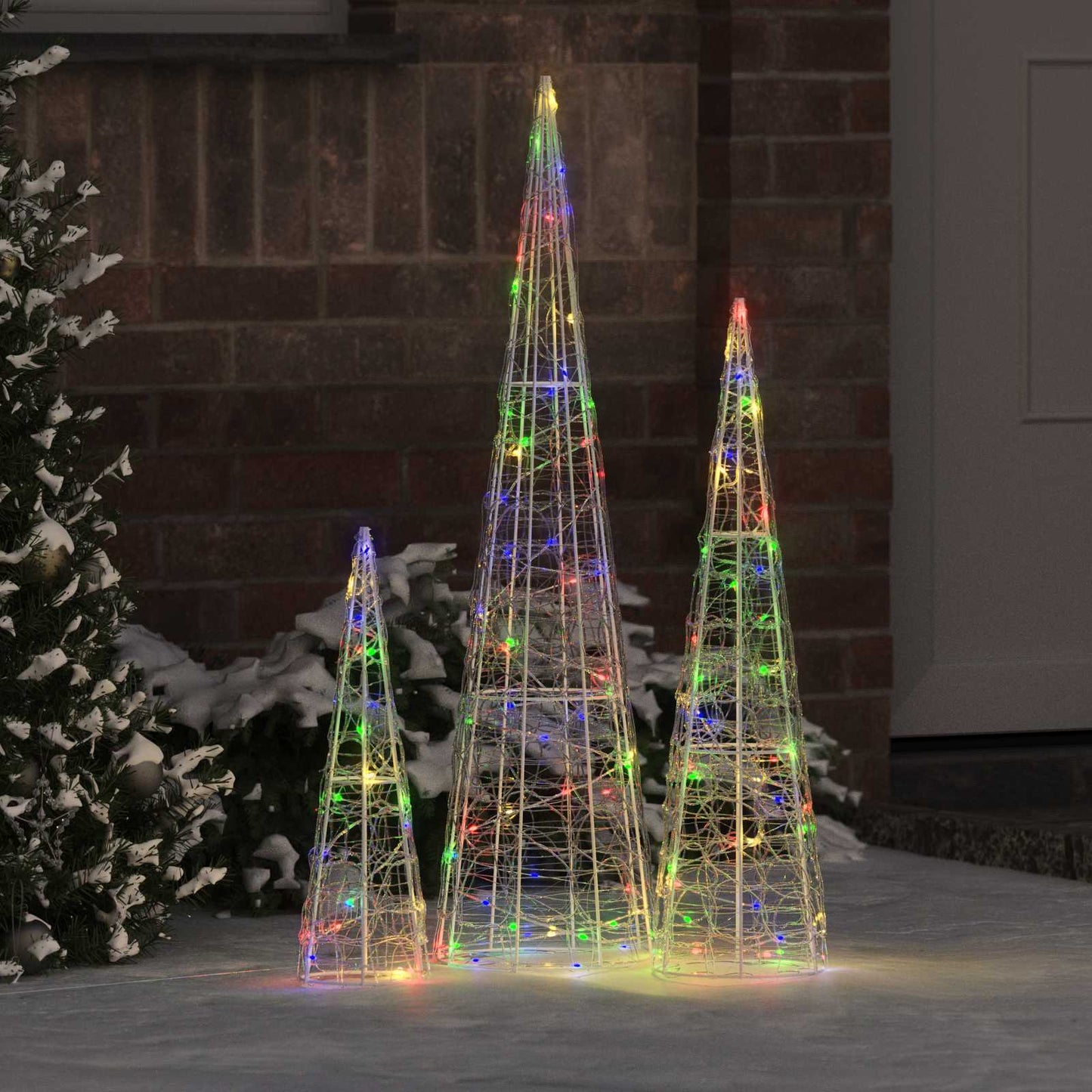 Juletræ med 90 LED'er 3 pcs Flerfarvet 20 x 20 x 80 cm Akryl
