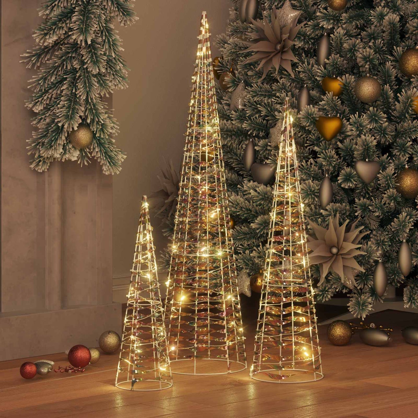 Juletræ med 90 LED'er 3 pcs Varm hvid 20 x 20 x 80 cm PET