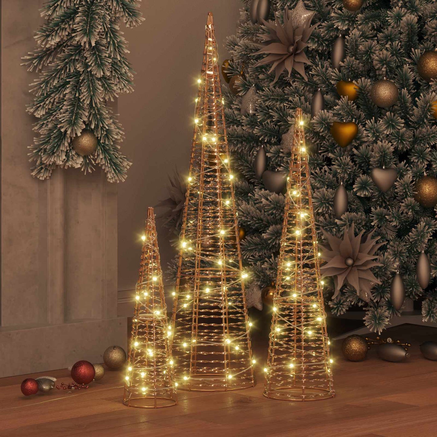 Juletræ med 90 LED'er 3 pcs Varm hvid 20 x 20 x 80 cm PET