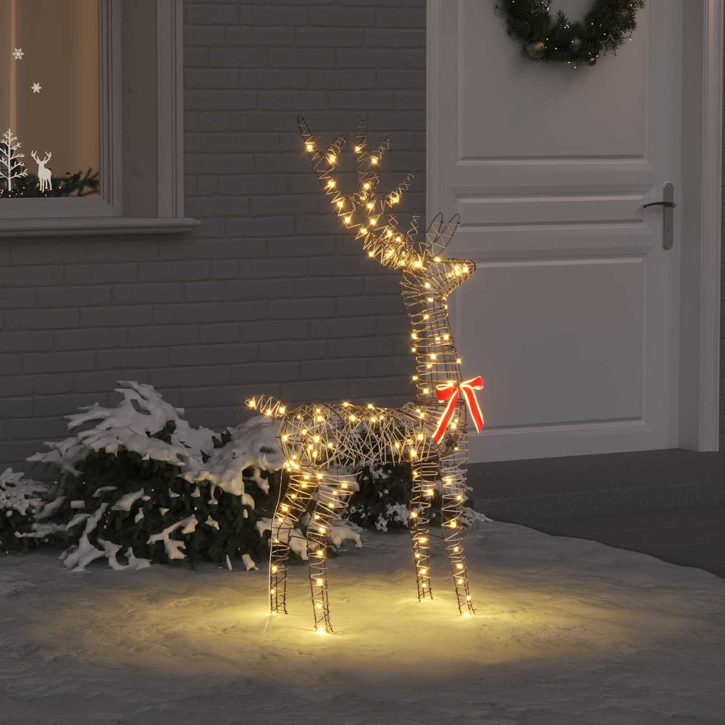3D Rensdyr med 140 LED'er Varm hvid 70 x 41 x 128 cm Rattan