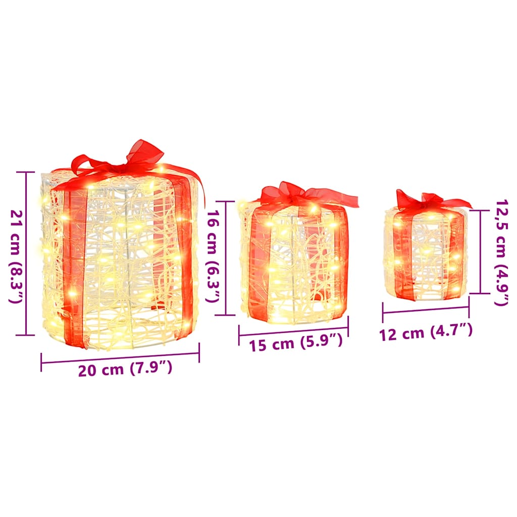 Gaveæske dekoration 3 pcs Varm hvid 20 x 20 x 21 cm Akryl