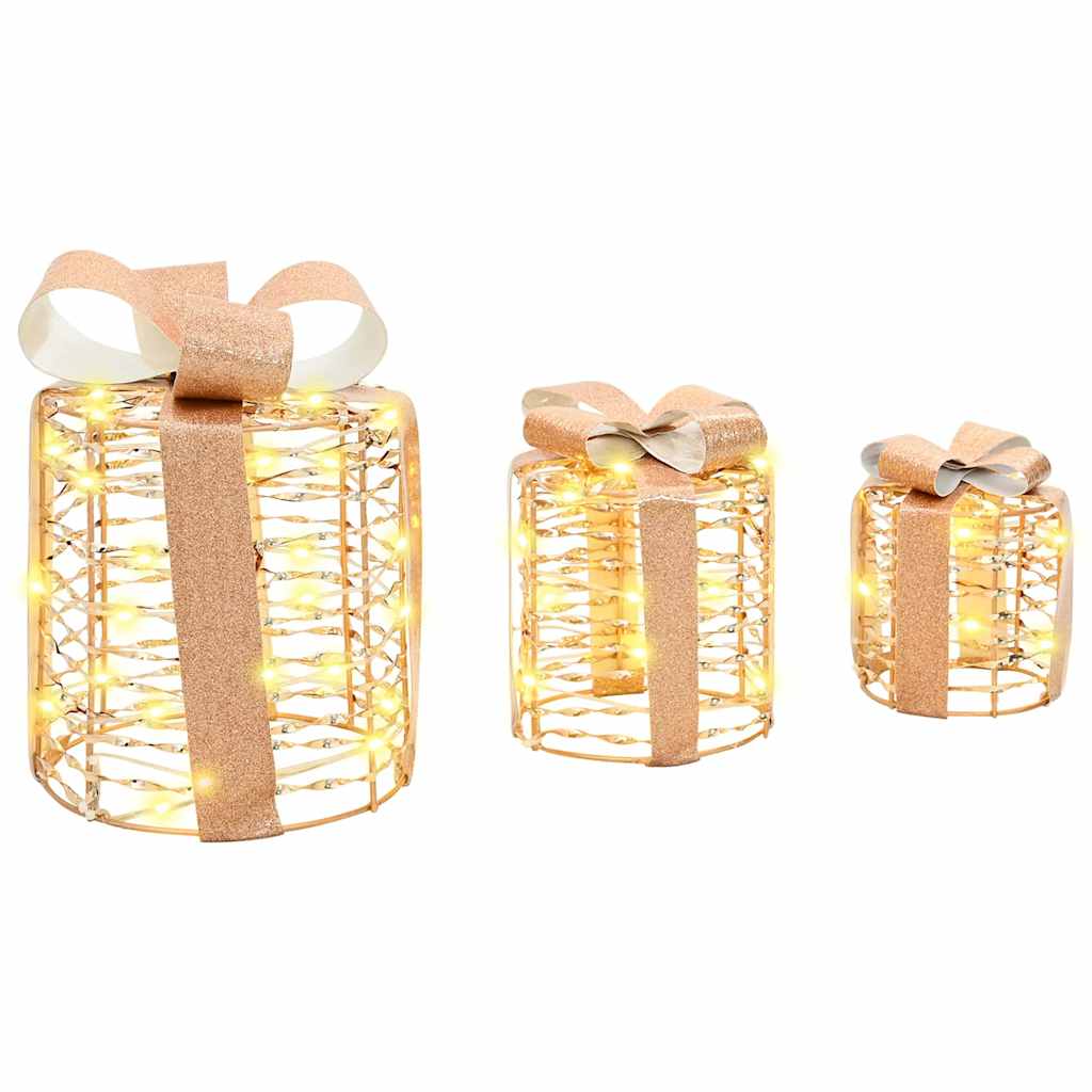 Gaveæske Dekoration 3 pcs Varm hvid 20 x 20 x 20 cm PET