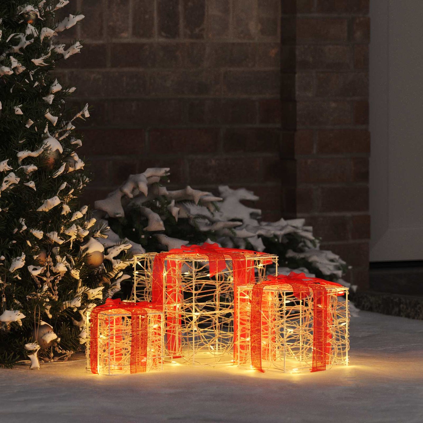 Gaveæske med 60 LED'er 3 pcs Varm hvid 20 x 20 x 20 cm Akryl