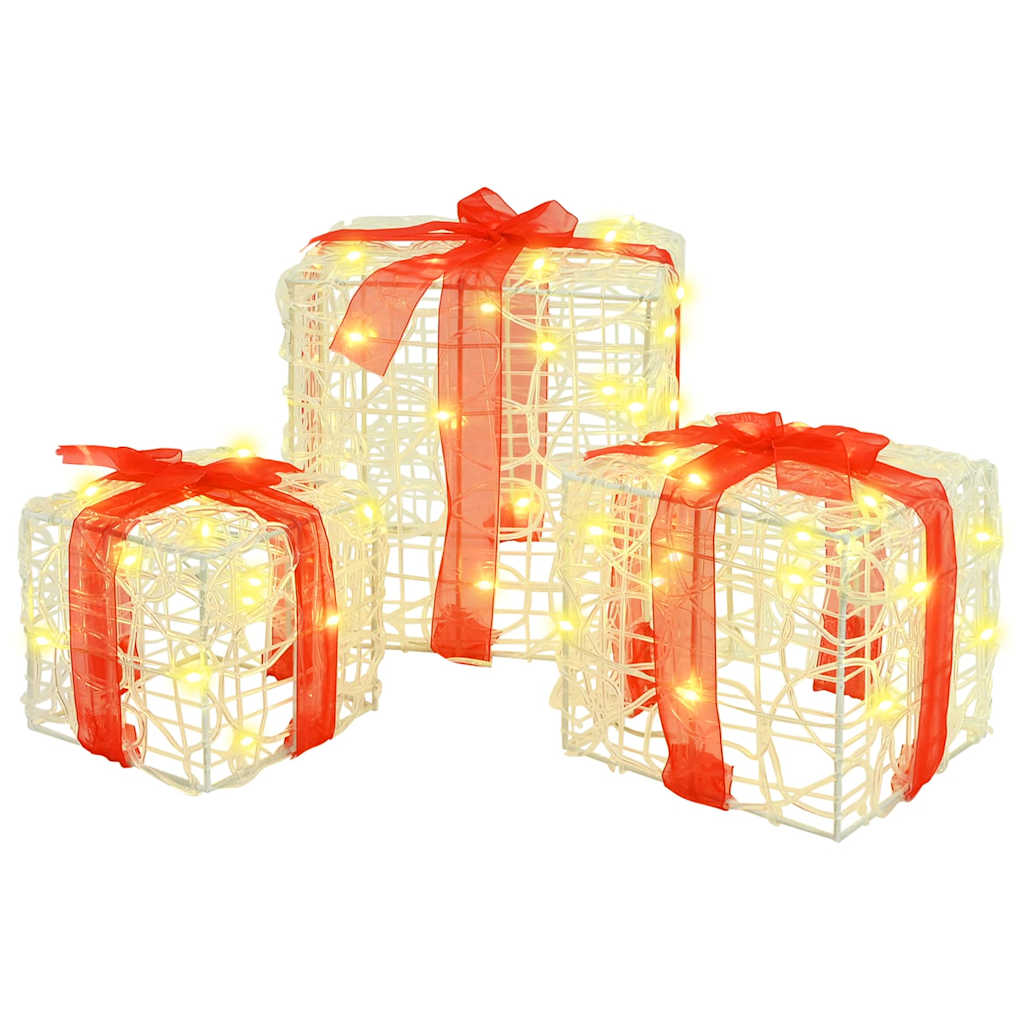 Gaveæske med 60 LED'er 3 pcs Varm hvid 20 x 20 x 20 cm Akryl