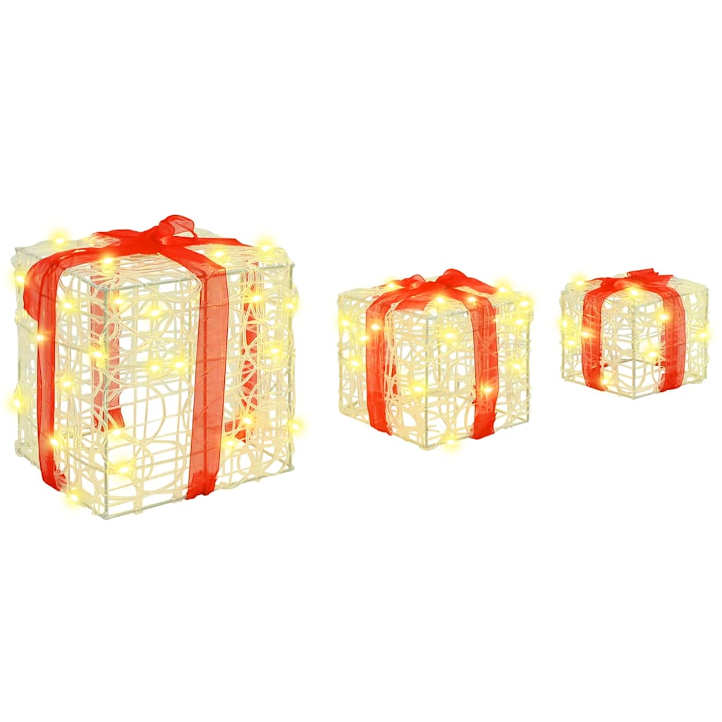 Gaveæske med 60 LED'er 3 pcs Varm hvid 20 x 20 x 20 cm Akryl
