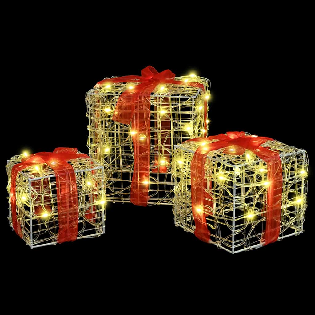 Gaveæske med 60 LED'er 3 pcs Varm hvid 20 x 20 x 20 cm Akryl