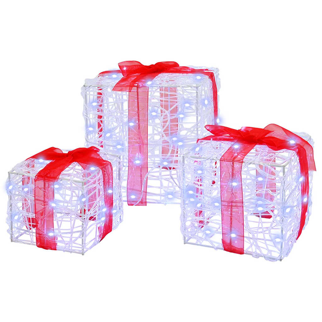 Gaveæske med 60 LED'er 3 pcs Kold hvid 20 x 20 x 20 cm Akryl