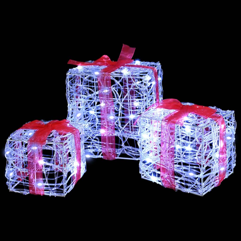Gaveæske med 60 LED'er 3 pcs Kold hvid 20 x 20 x 20 cm Akryl