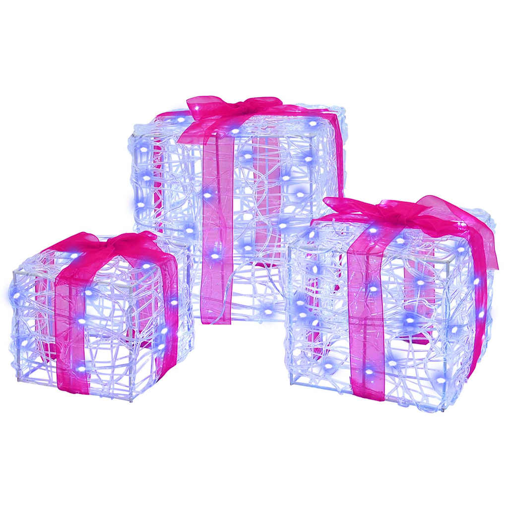 Gaveæske med 60 LED'er 3 pcs Blå 20 x 20 x 20 cm Akryl