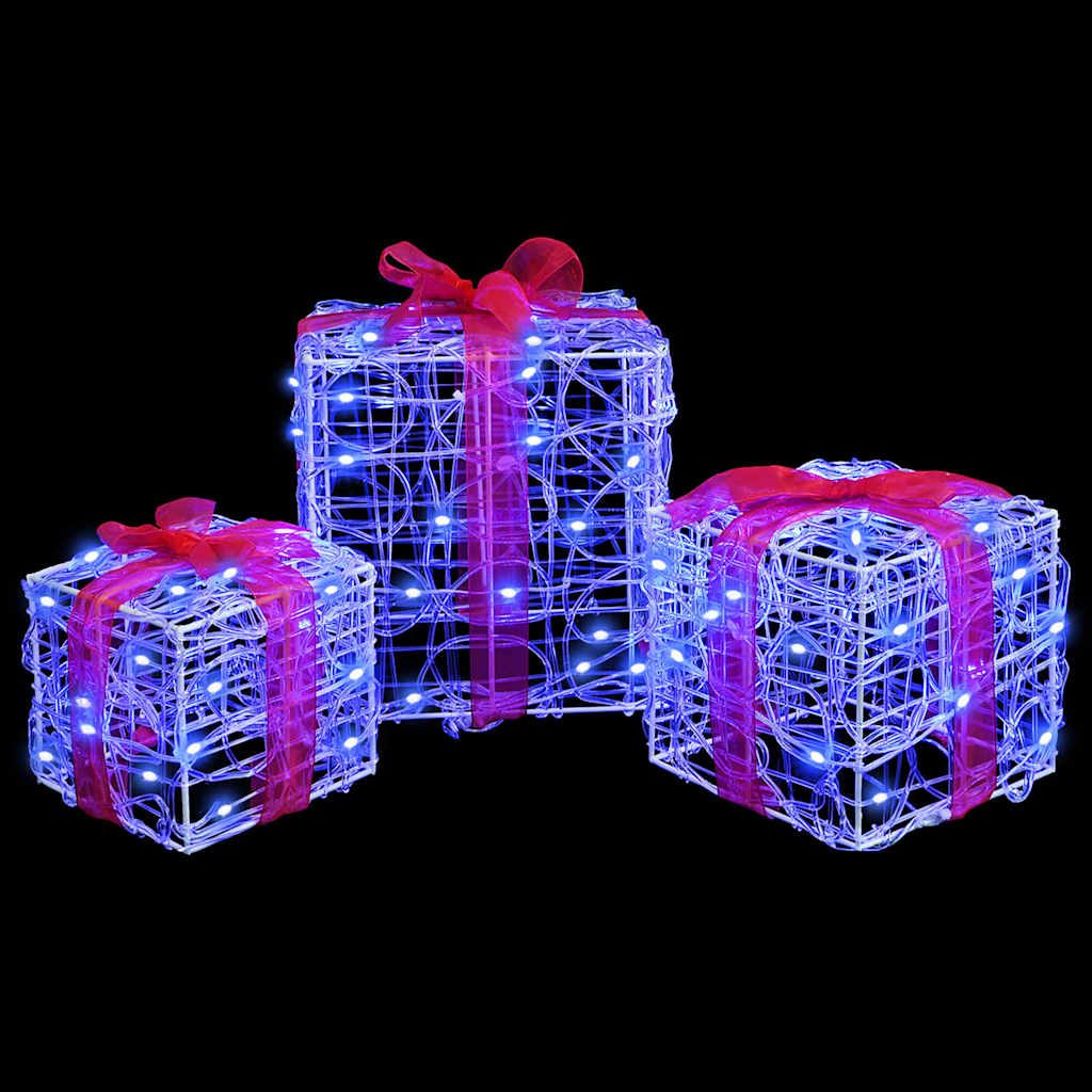 Gaveæske med 60 LED'er 3 pcs Blå 20 x 20 x 20 cm Akryl