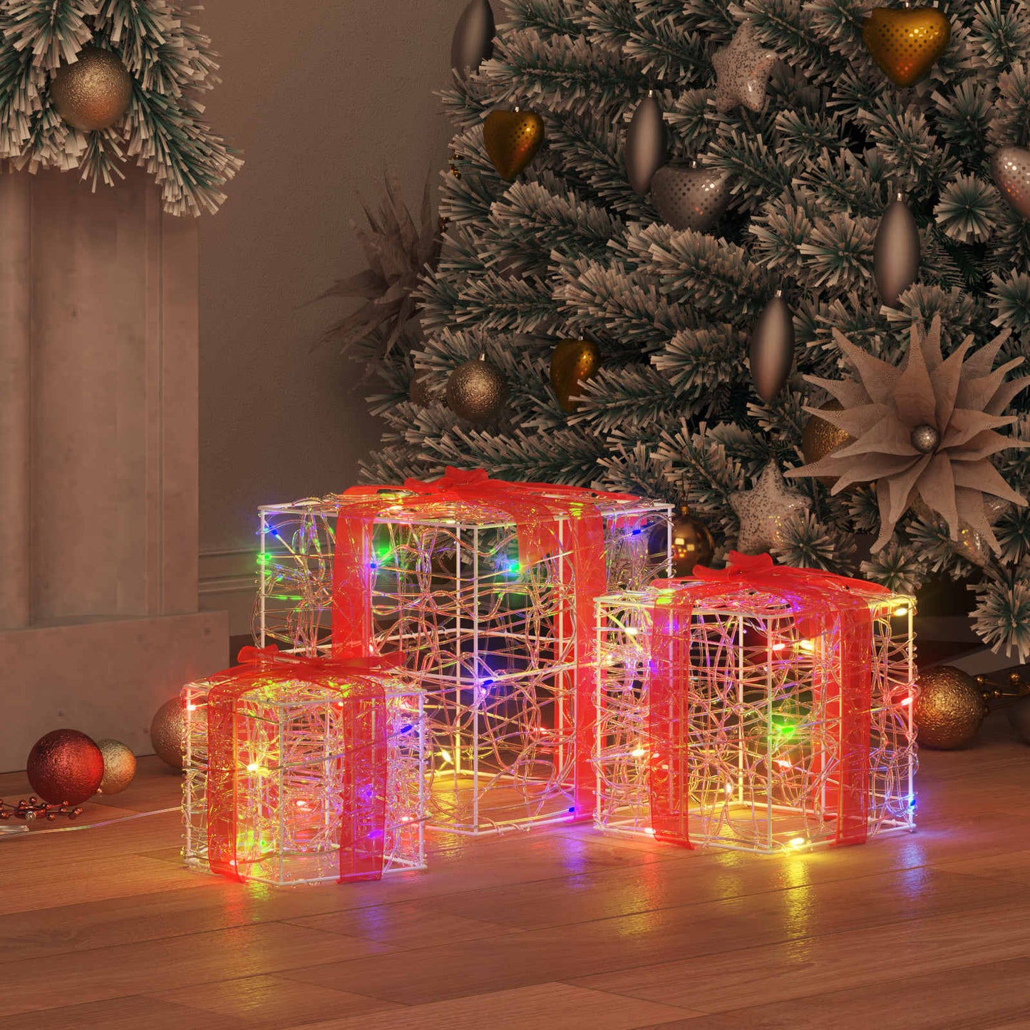 Gaveæske med 60 LED'er 3 pcs Flerfarvet 20 x 20 x 20 cm Akryl