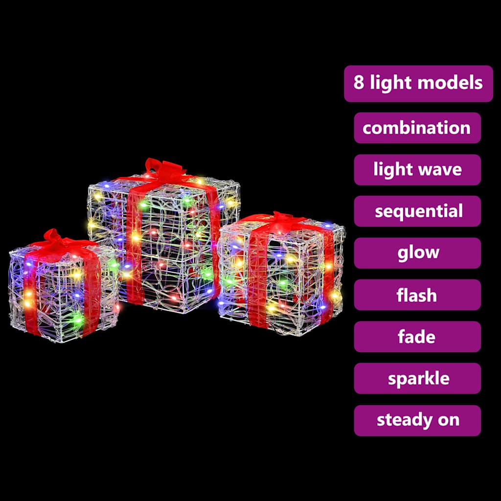 Gaveæske med 60 LED'er 3 pcs Flerfarvet 20 x 20 x 20 cm Akryl