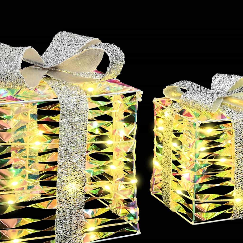 Gaveæske med 60 LED'er 3 pcs Varm hvid 20 x 20 x 20 cm PET