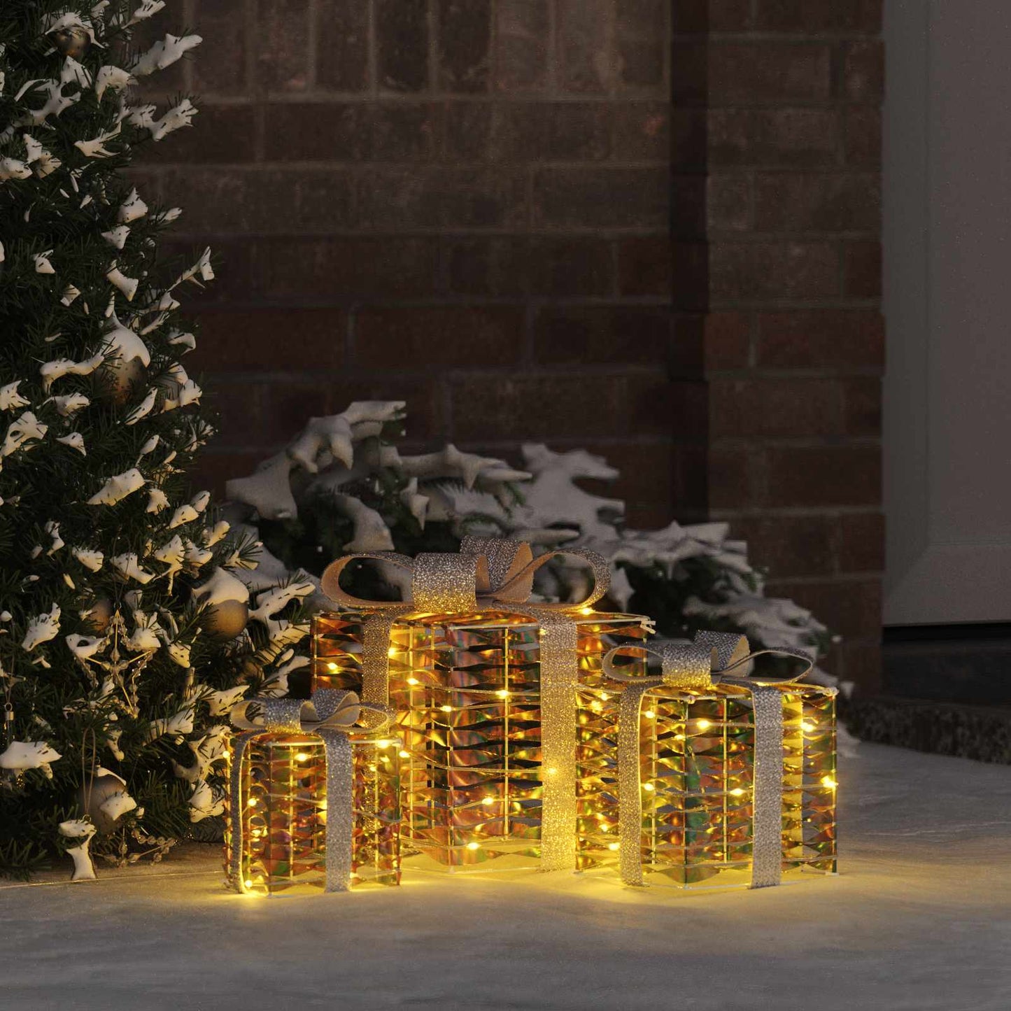 Gaveæske med 60 LED'er 3 pcs Varm hvid 20 x 20 x 20 cm PET