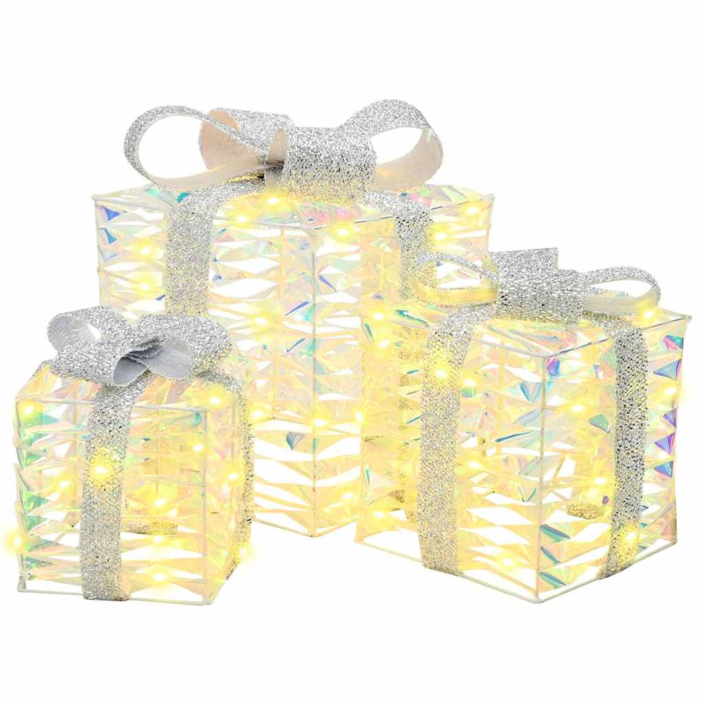 Gaveæske med 60 LED'er 3 pcs Varm hvid 20 x 20 x 20 cm PET