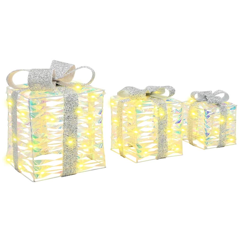 Gaveæske med 60 LED'er 3 pcs Varm hvid 20 x 20 x 20 cm PET