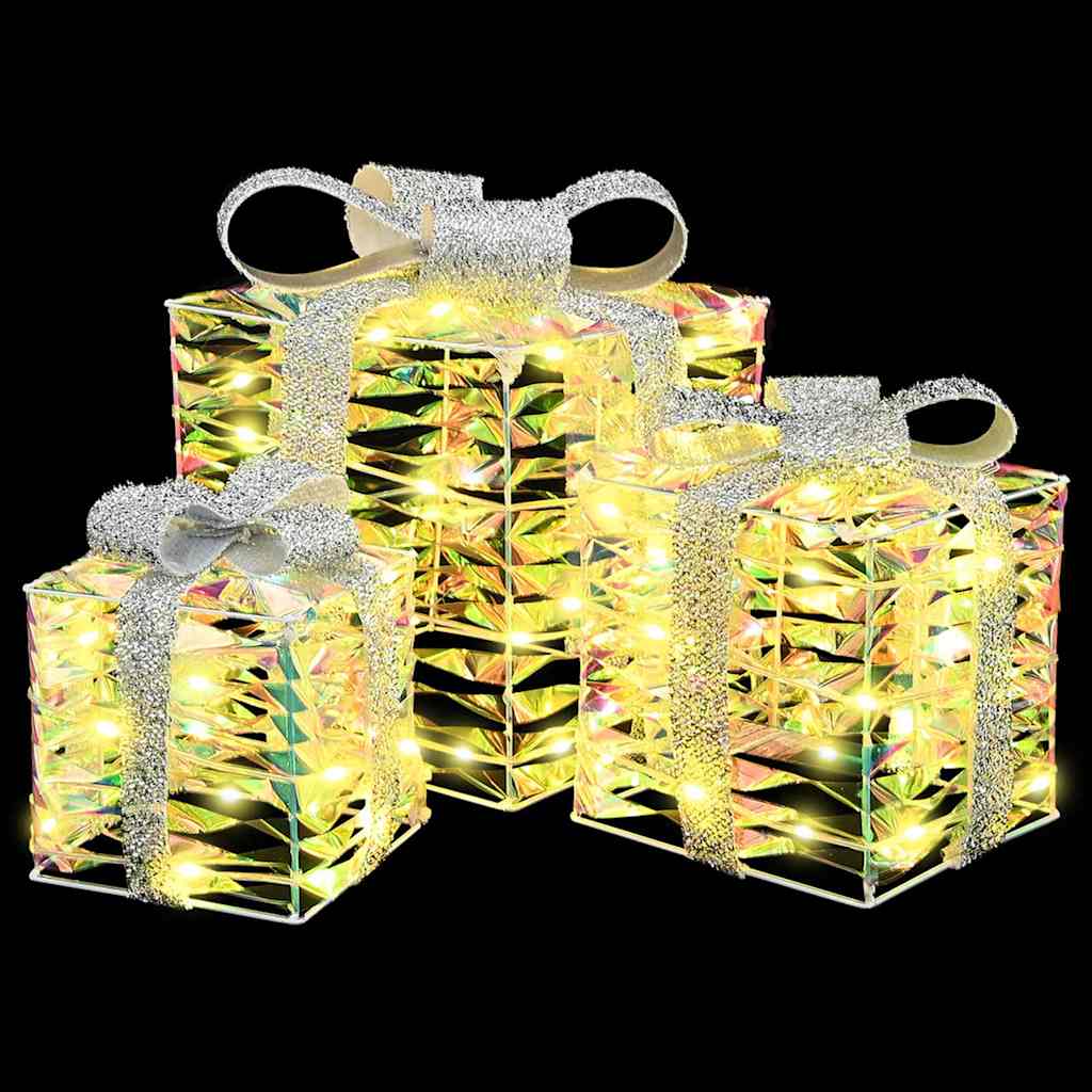 Gaveæske med 60 LED'er 3 pcs Varm hvid 20 x 20 x 20 cm PET