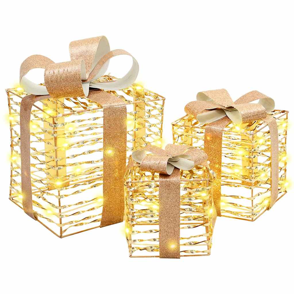 Gaveæske med 60 LED'er 3 pcs Varm hvid 20 x 20 x 20 cm PET
