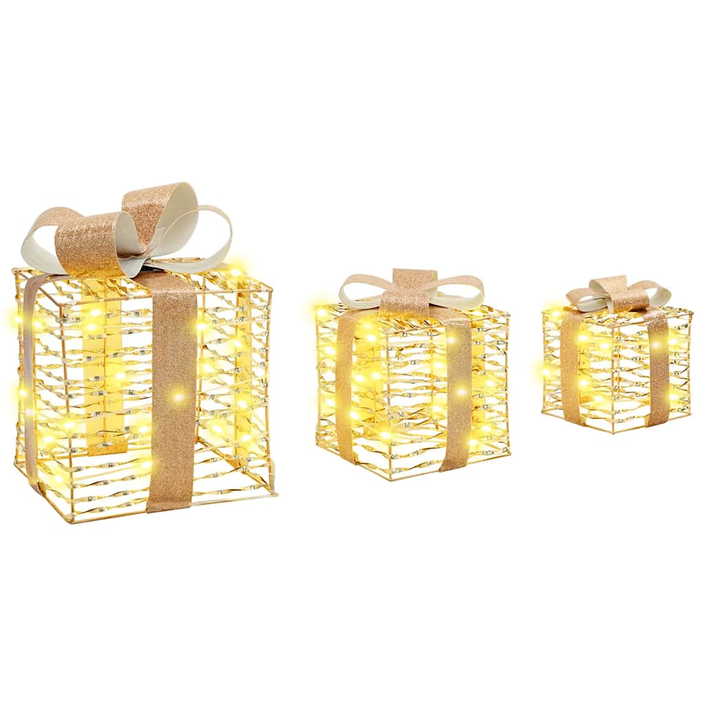 Gaveæske med 60 LED'er 3 pcs Varm hvid 20 x 20 x 20 cm PET