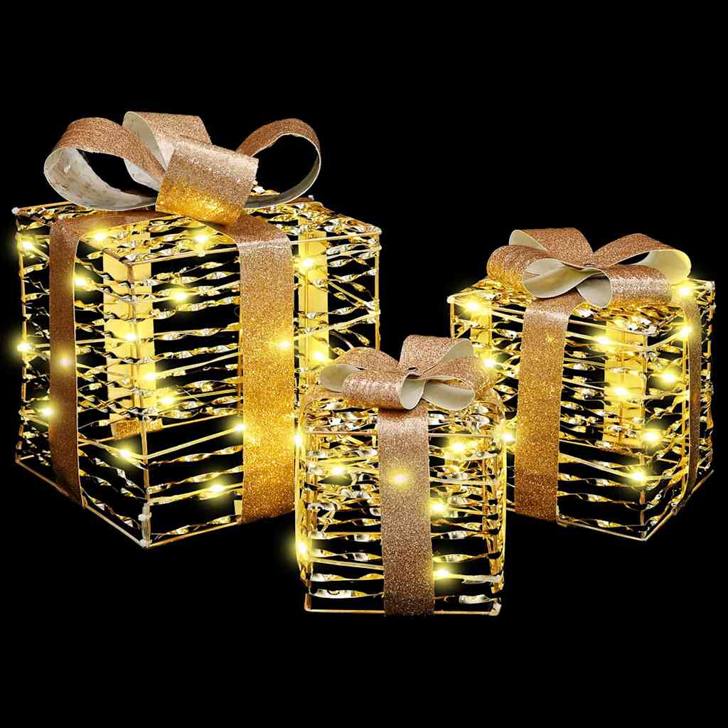 Gaveæske med 60 LED'er 3 pcs Varm hvid 20 x 20 x 20 cm PET