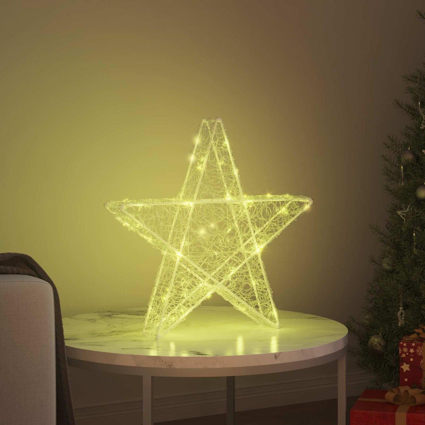 3D Stjerne med 50 LED'er Varm hvid 55 x 53.5 x 10 cm Akryl