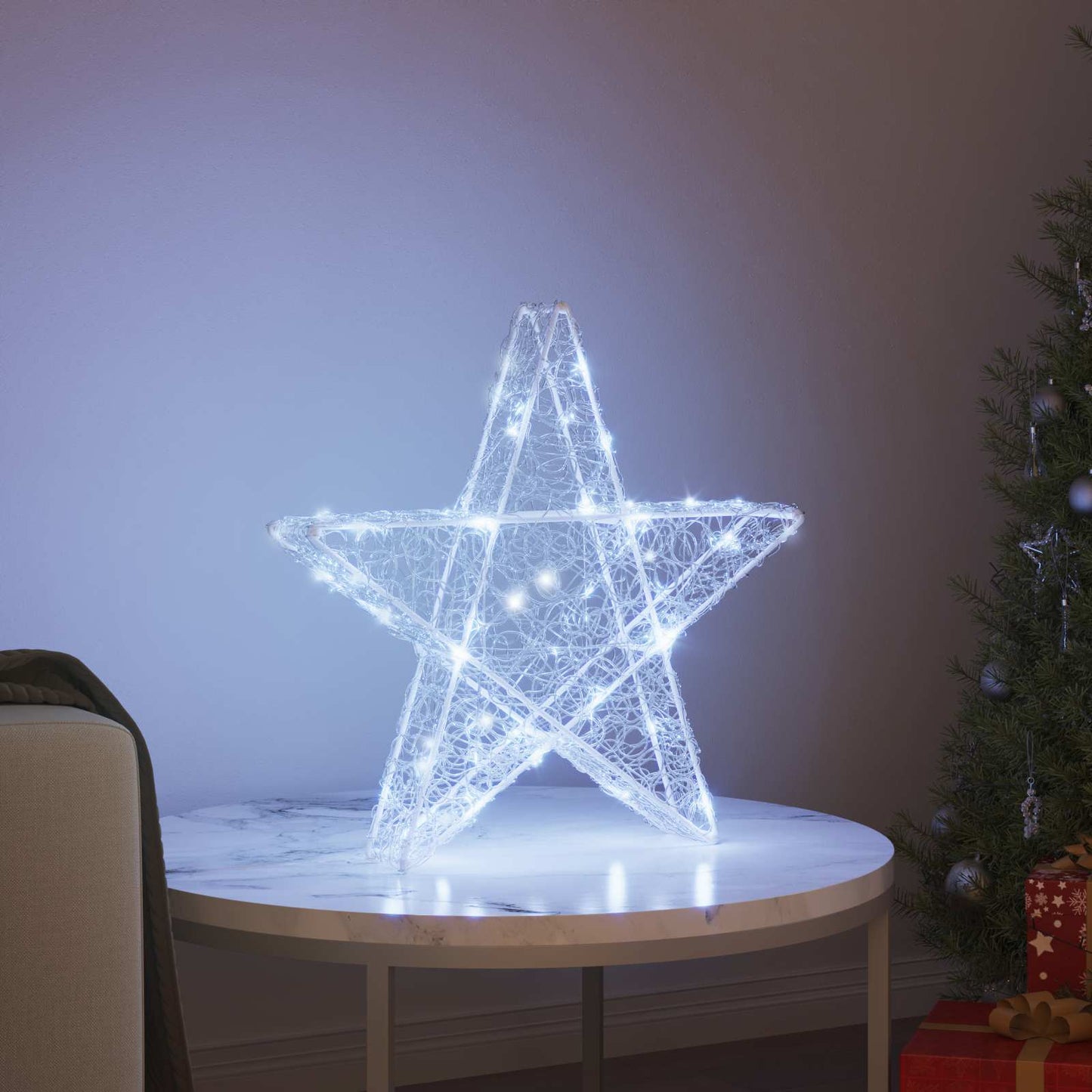 3D Stjerne med 50 LED'er Kold hvid 55 x 53.5 x 10 cm Akryl