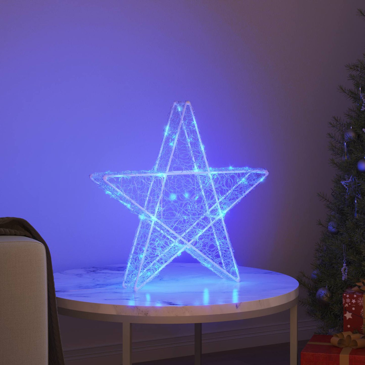 3D Stjerne med 50 LED'er Blå 55 x 53.5 x 10 cm Akryl