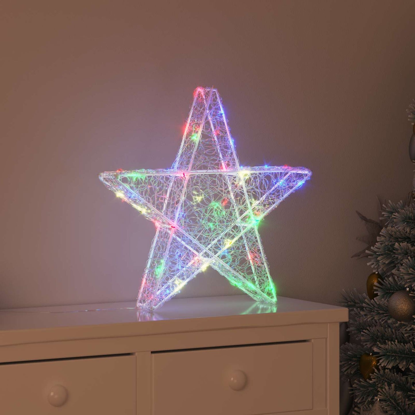 3D Stjerne med 50 LED'er Flerfarvet 55 x 53.5 x 10 cm Akryl