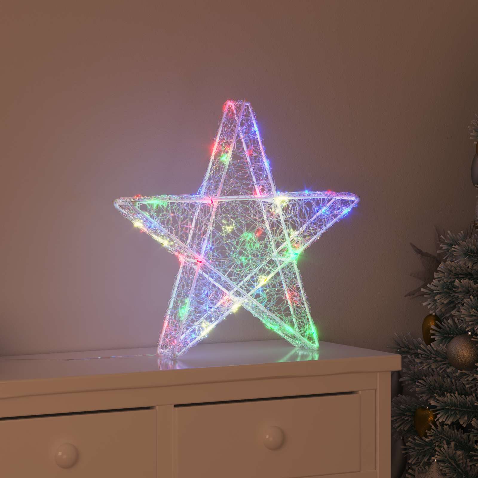 3D Stjerne med 50 LED'er Flerfarvet 55 x 53.5 x 10 cm Akryl