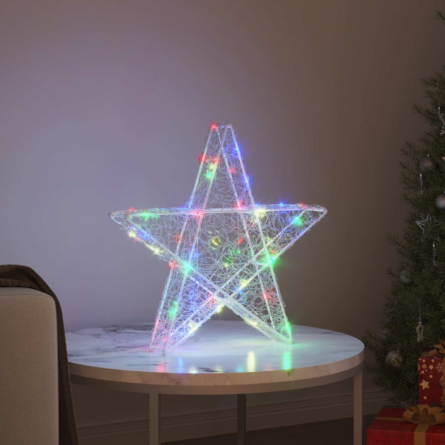 3D Stjerne med 50 LED'er Flerfarvet 55 x 53.5 x 10 cm Akryl